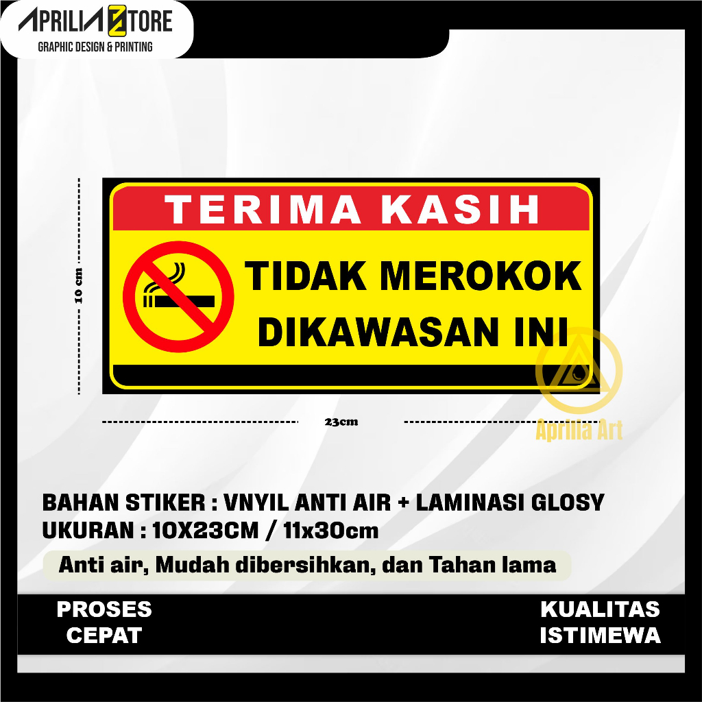 

STIKER DILARANG MEROKOK VNYIL LAMINASI GLOSY ANTI AIR