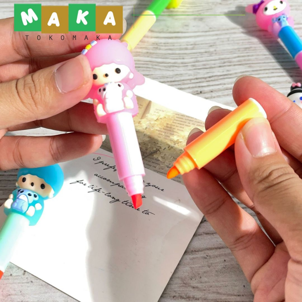 

stabilo sanrio 1 set isi 6 pcs highlighter hello kitty penanda tulisan kuromi penanda buku melody purin peralatan sekolah perlengkapan alat tulis kantor