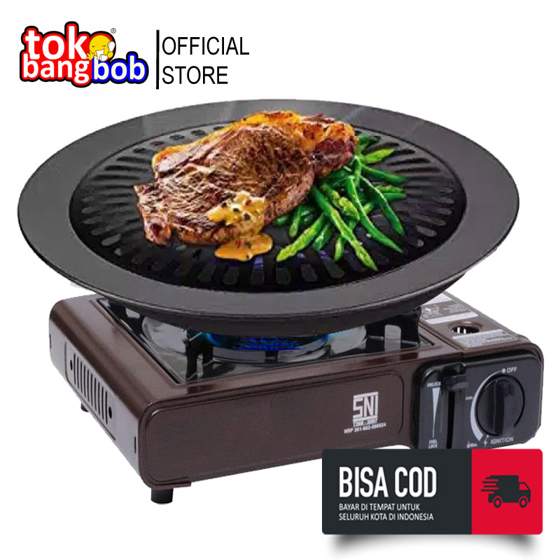 Smokeless BBQ Grill Pan Bulat Kompor High Quality / Alat Panggang Portable Serbaguna Praktis