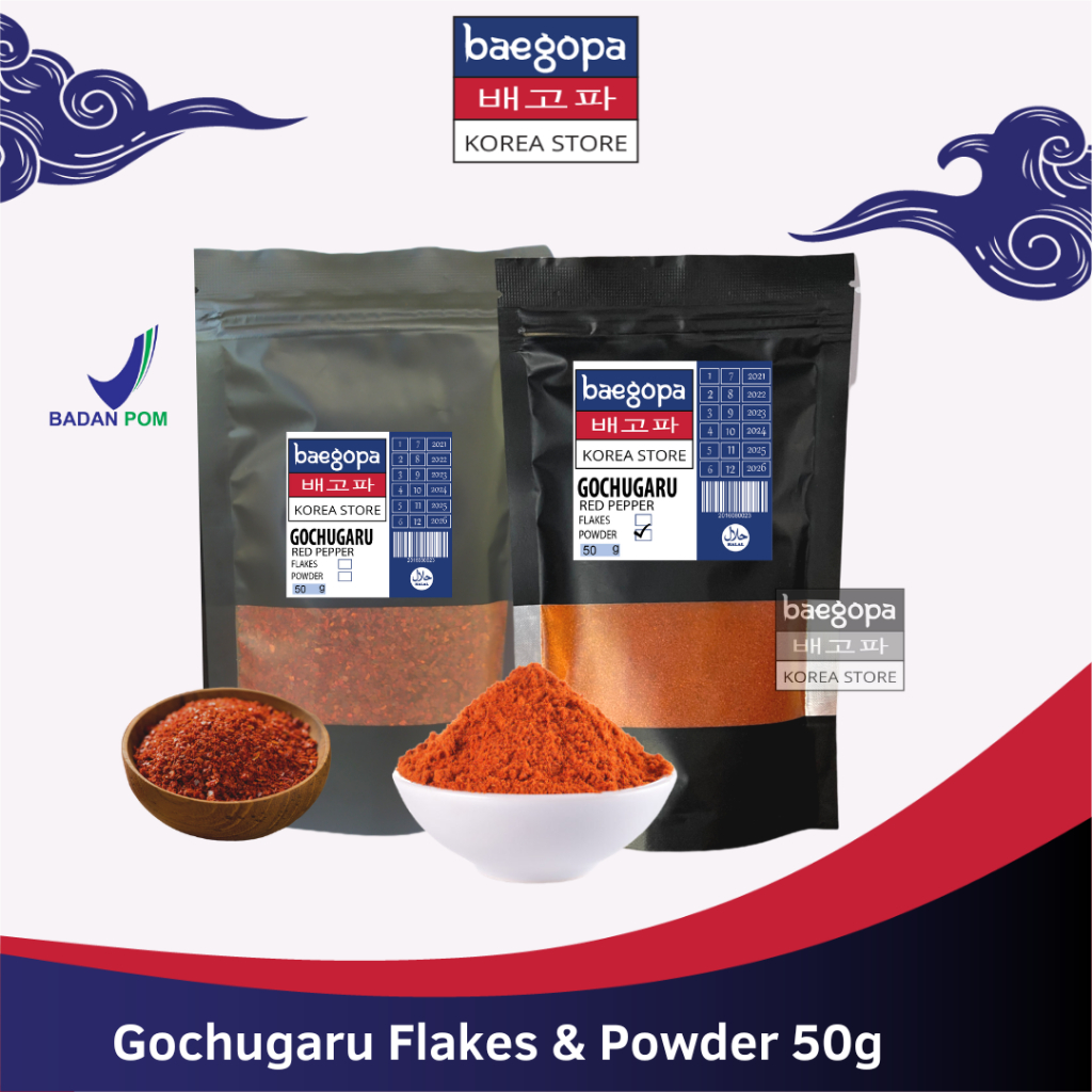 

GOCHUGARU Cabai Korea Halus & Kasar 50 g │ Kimchi Chili Powder Cabe Bubuk Kering.