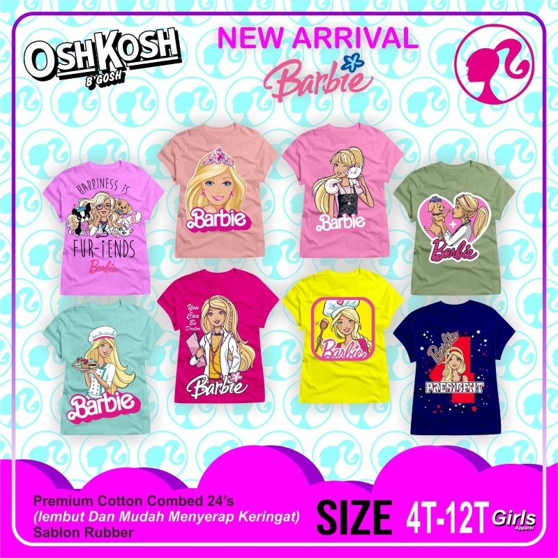 Kaos Barbie Anak 4-12Th by Oshkosh B'gosh/Kaos anak Perempuan/Kaos Barbie