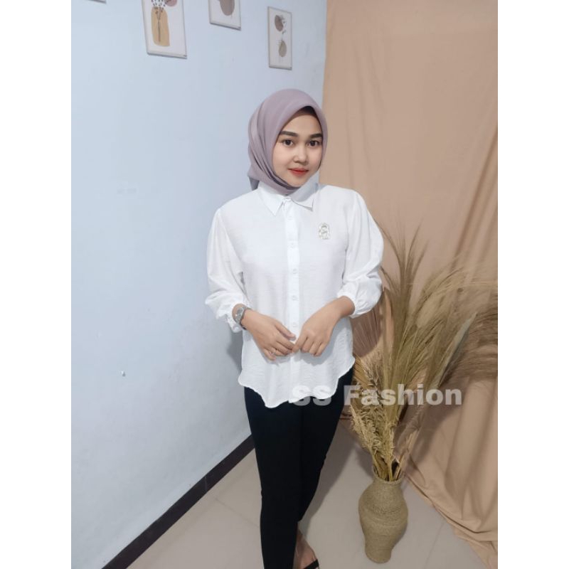 kemeja blus Nova polo linen