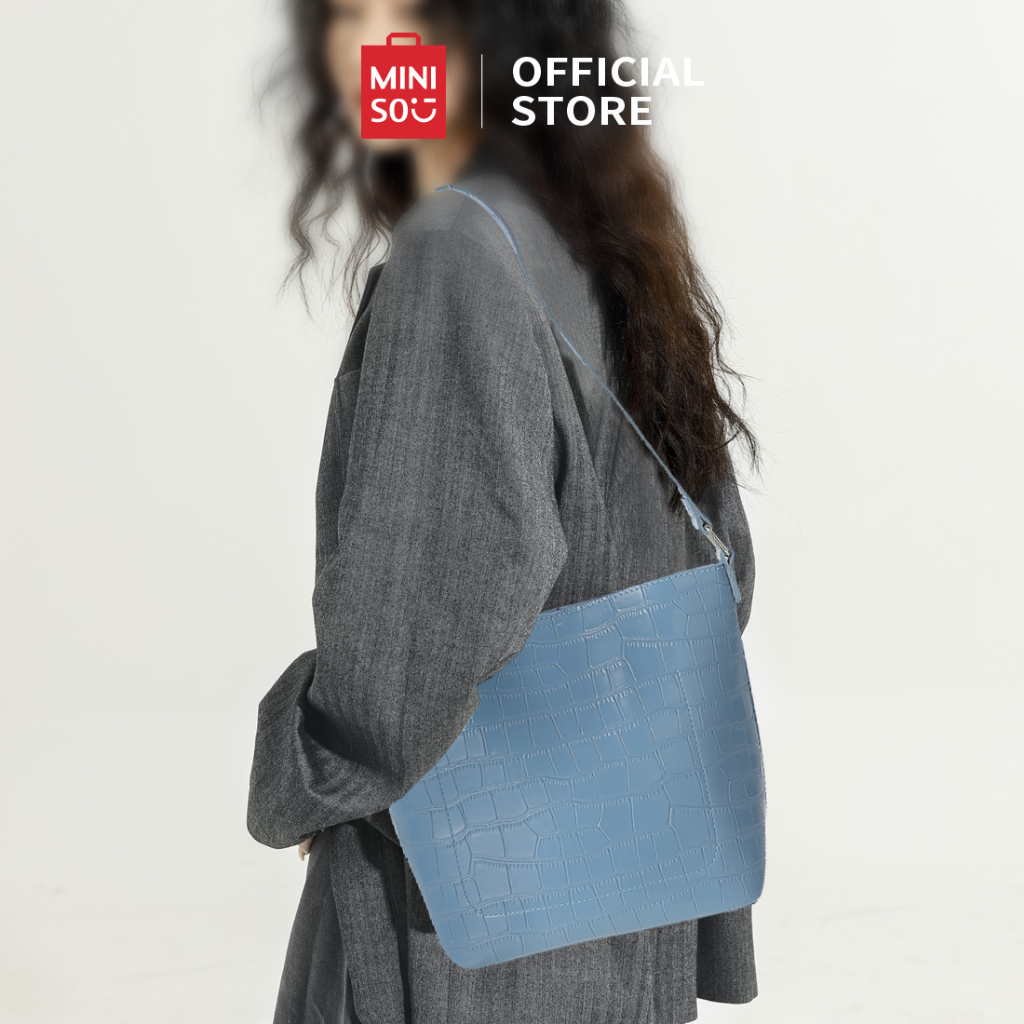 MINISO Fashion Crocodile Print Shoulder Bag Tas Wanita Bahu Kapasitas Besar Modern Stylish