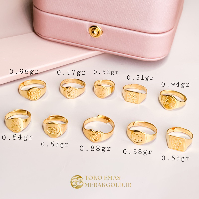 Cincin Anak Bayi Balita Polos Hati Hello Kitty Cincin Bayi Imut Emas Asli Kadar 700