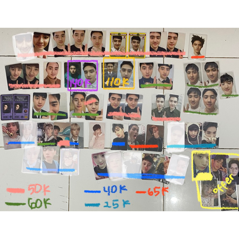 photocard pc exo nct do baekyun chanyeol kai official