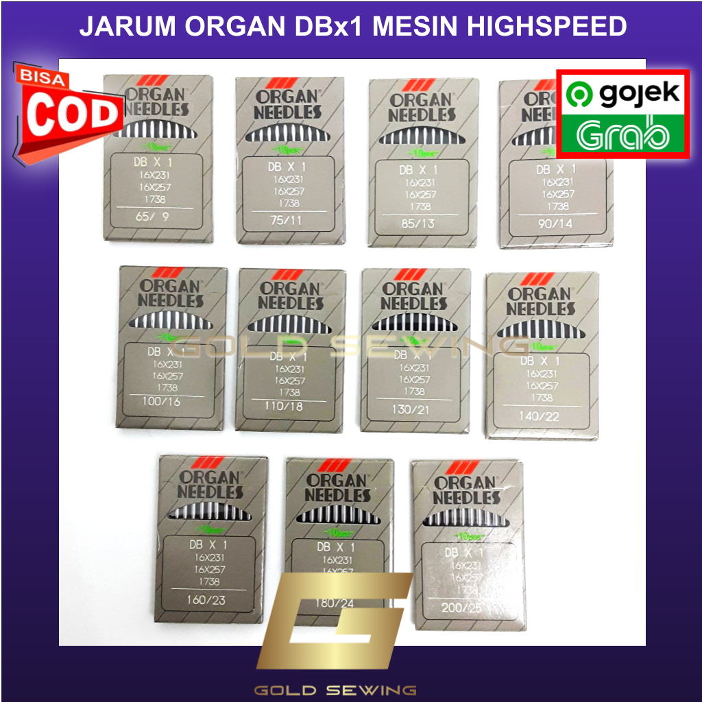Jarum ORGAN DB X 1 DBx1 Needle Original Japan Mesin Jahit High Speed Industri - GOLD