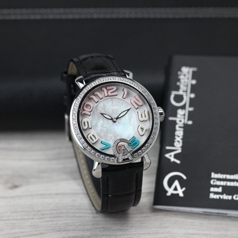 JAM TANGAN WANITA ALEXANDER CHRISTIE 2391- JAM TANGAN WANITA AC 2391ORIGINAL SILVER LEATHER BROWN