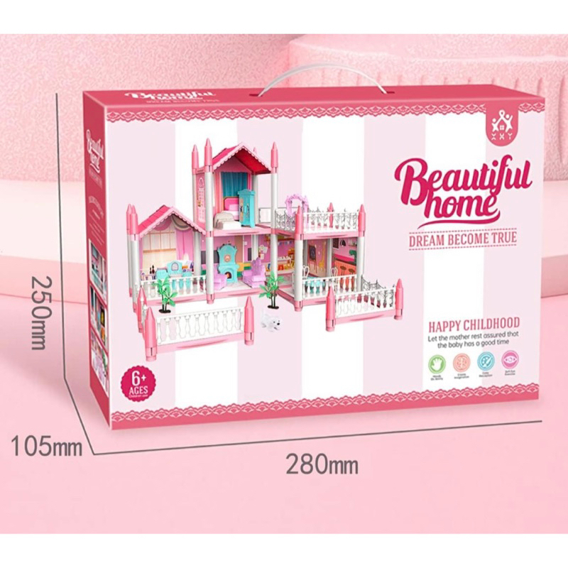 Beautiful Home - Dreamy Pink Dollhouse Playset - Building Block Set - Mainan Rumah²an Barbie