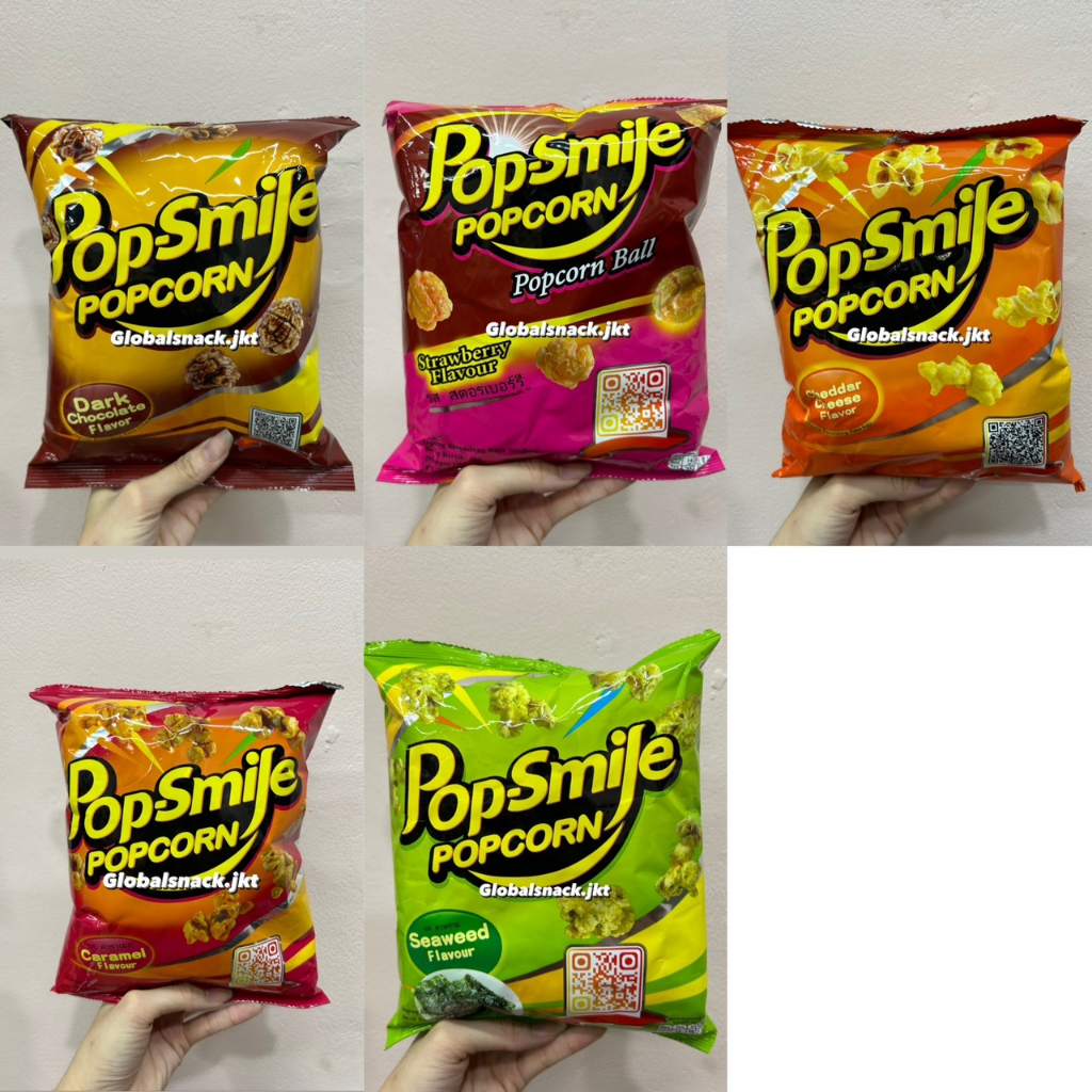 

POPSMILE POPCORN CHEDDAR CHEESE / CARAMEL / DARK CHOCOLATE / STRAWBERRY / SEAWEED - POP SMILE