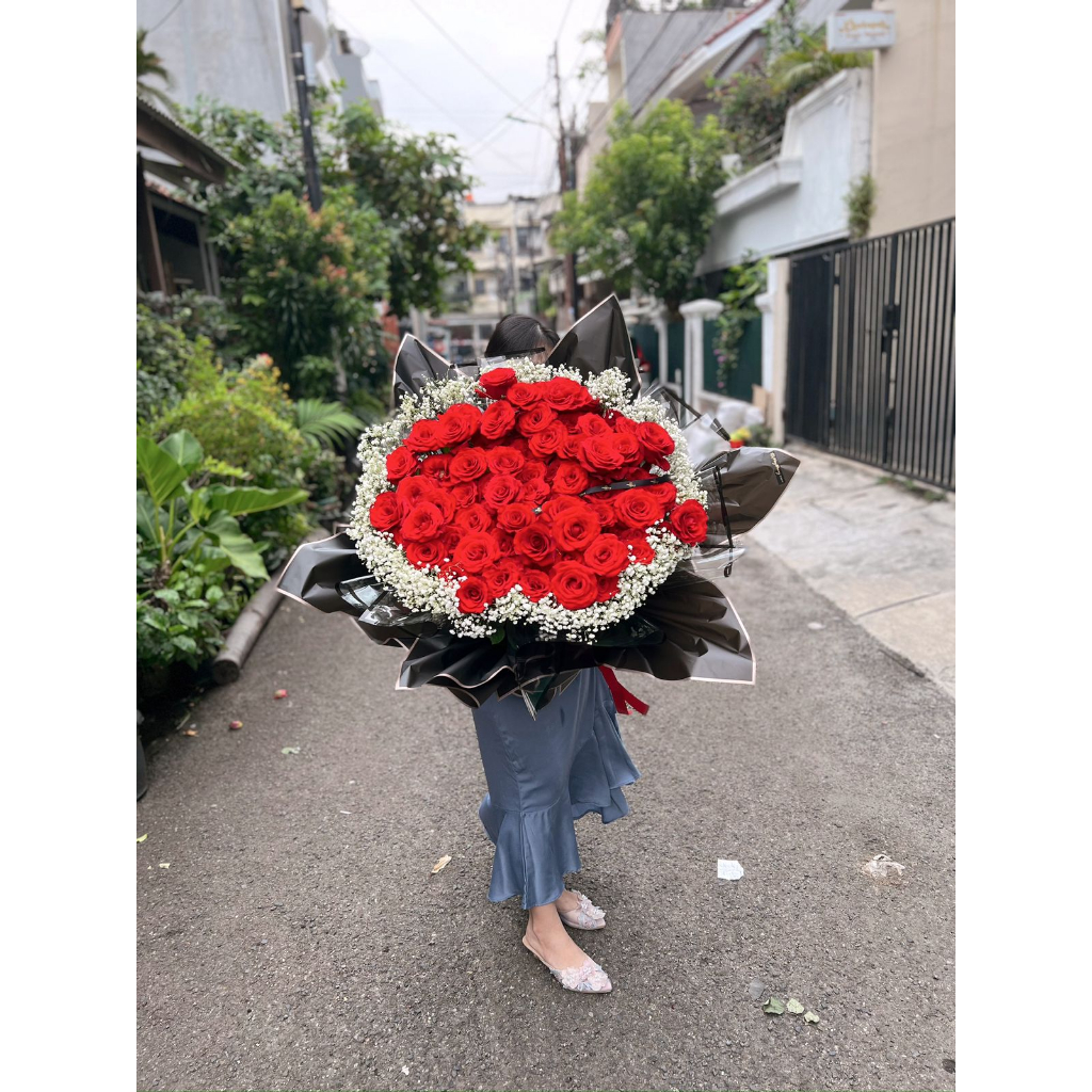 FRESH ROSE BOUQUET 100 STEM - BUKET BUNGA SEGAR 100 TANGKAI FRESH FLOWERS BOUQUET BUCKET BUNGA ASLI 