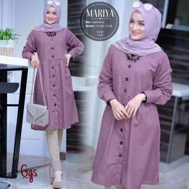 Atasan Wanita Kekinian Remaja Dewasa Panjang Polos Tunik Wina Bahan Katun Toyobo Premium OOTD Stylis