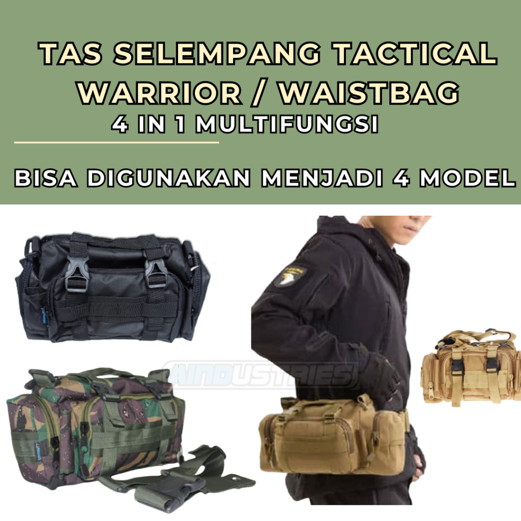 Waist Bag Multifungsi Tactical Pria 4 In 1 Mini Travel Taktikal Terbaru Tas Jinjing Slempang