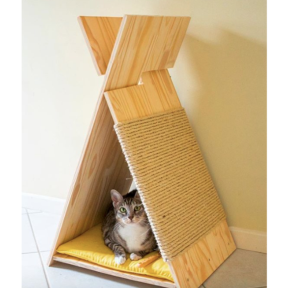 Kandang Kucing Portable Bongkar Pasang Kayu Olimpet