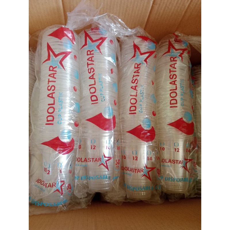 cup idolastar, gelas plastik uk 12,14,16oz