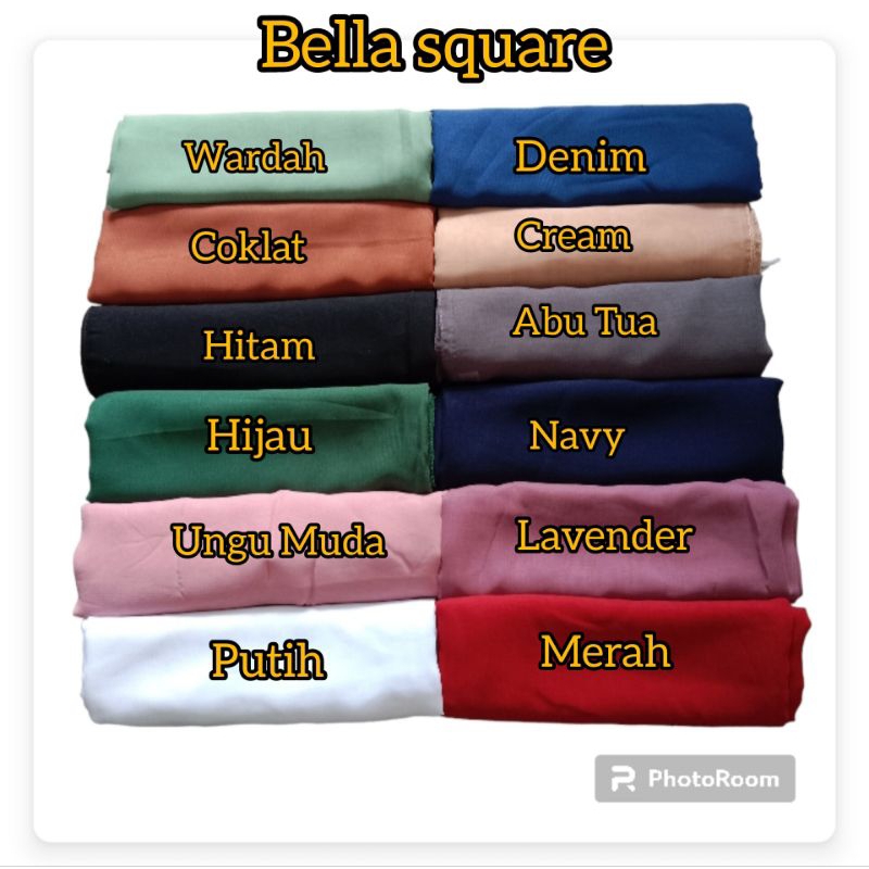 Jilbab Hijab Segi empat Bella Square Murah Grosir Merah Dusty Pink Biru Wardah Hijau Kunyit Milo Put