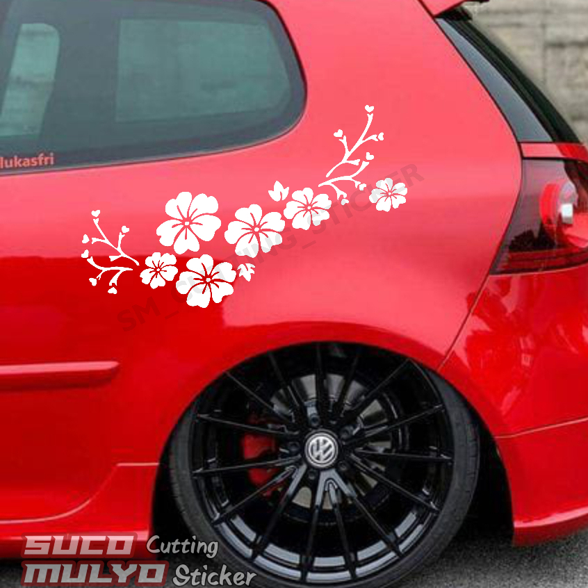 STICKER MOTIF BUNGA STICKER CUTTING BODY SIDE MOBIL PROMO TERBARU