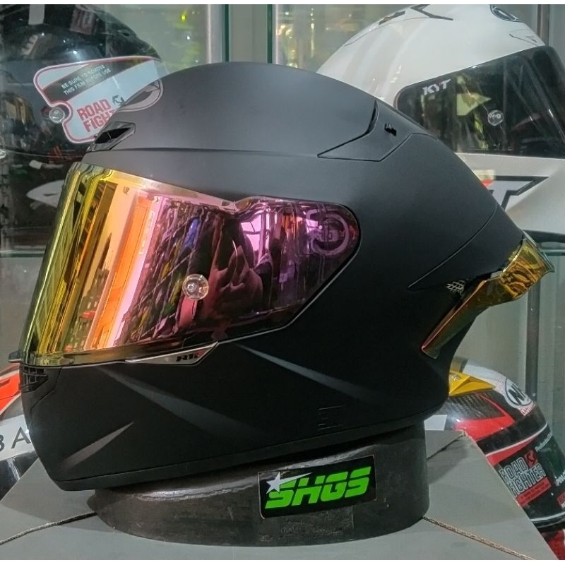 kyt tt course black doff visor rtf spoiler rtf paket ganteng original kyt