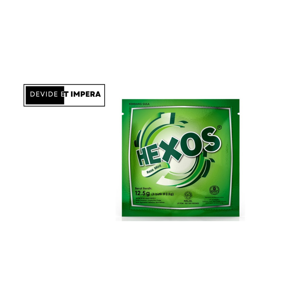 

hexos permen rasa mint 1 strip isi 5 buah