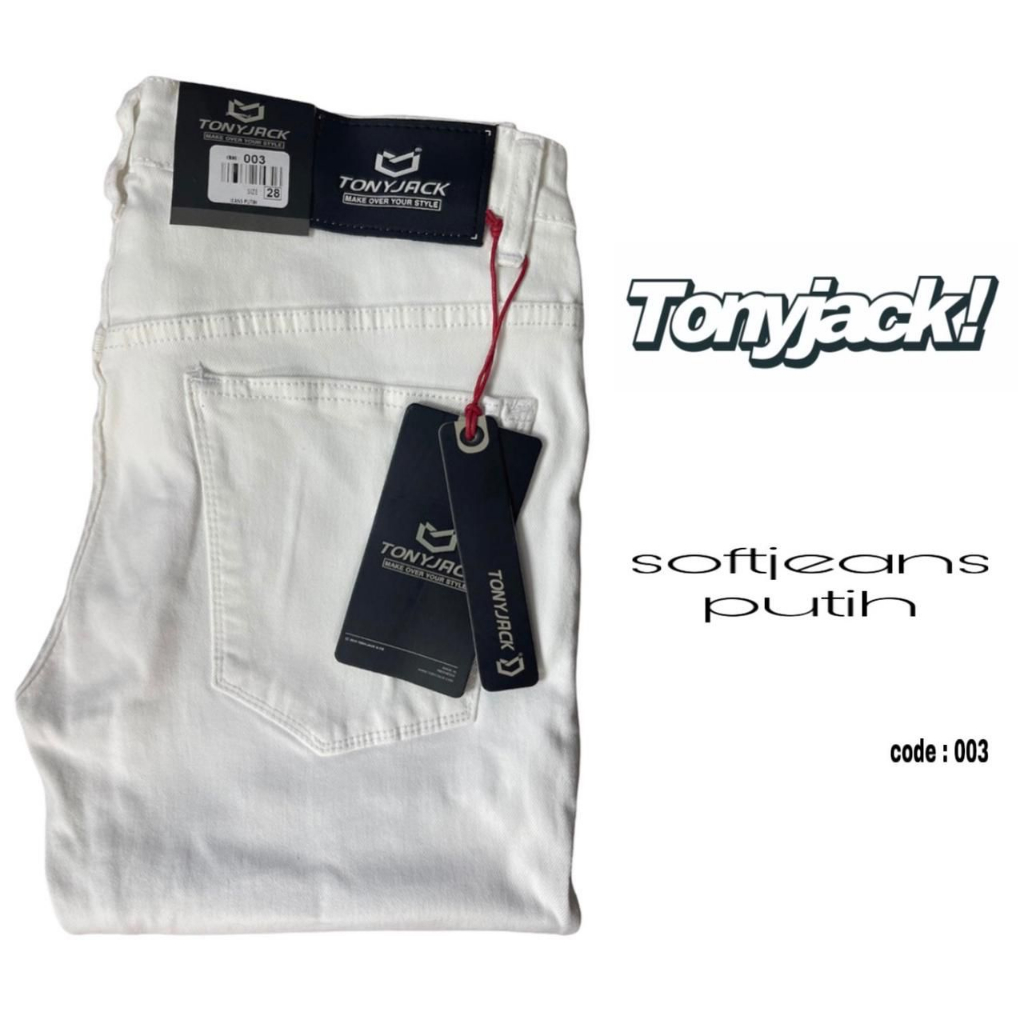 MARKASS STYLE - Celana Jeans Pria Original Tony Jack Putih / Soft Jeans Panjang Dongker Wash / Celan