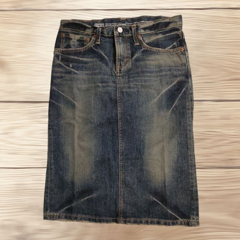 Woman Denim Skirt Vintage Edwin/Rok Jeans Wanita Classic Casual