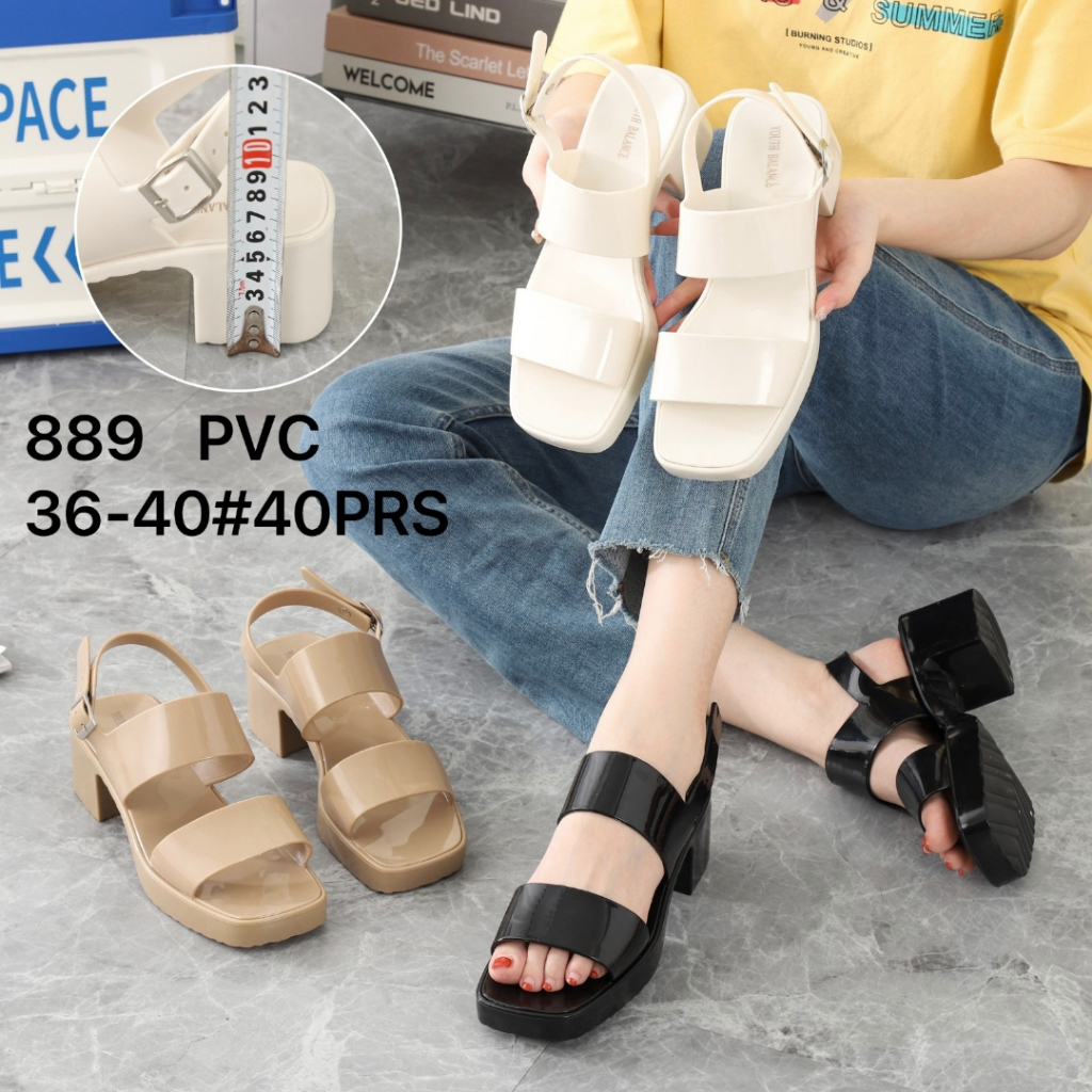 Sandal wanita wedges jelly karet BALANCE 889 kokop besar tali belakang