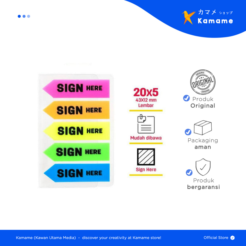 

Deli A11302 Memo Indeks - Sign Here Film Index Tabs 44×12mm
