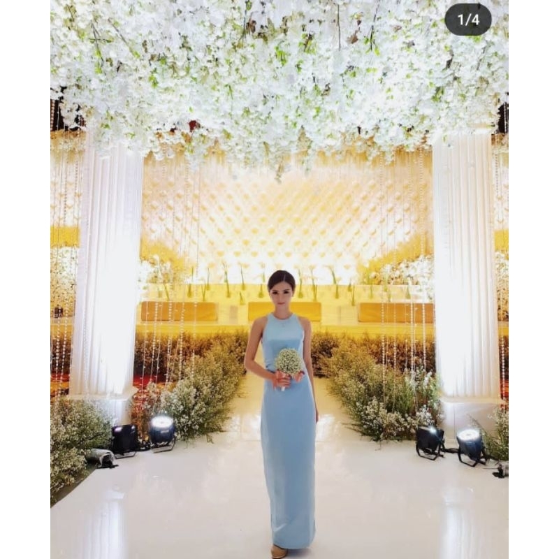 [SHOPWITHEVLEEN] BRIDESMAID LIGHT BLUE BIRU MUDA DRESS SIZE S PARTY DRESS