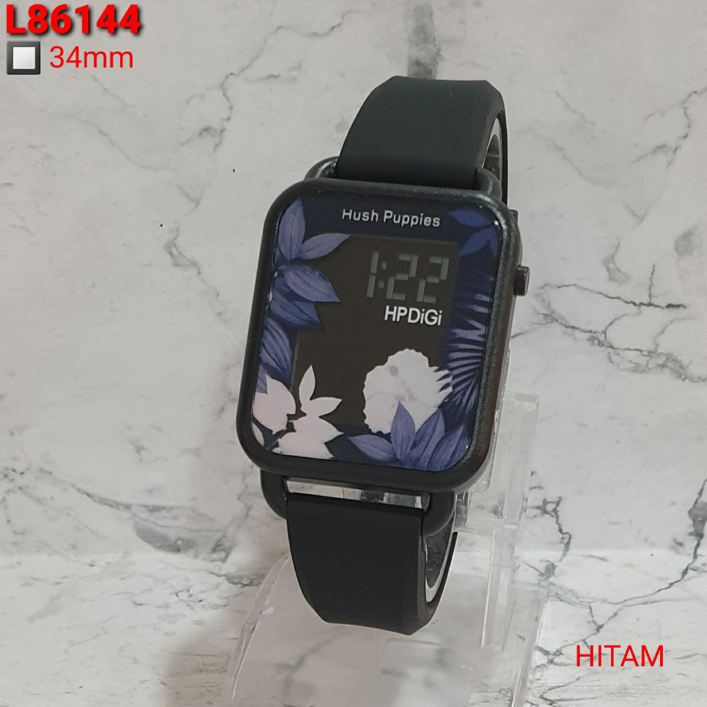 BISA COD - Jam Tangan Wanita Hush Puppies Digi H3490Hm Tanggal, Hari Aktif Tali Rubber Free Box & Ba