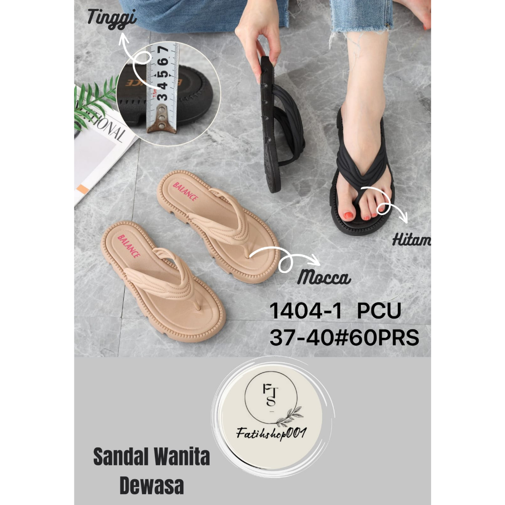 flip flop sandal Wanita Dewasa simple 1404-1 size 37-40 Sandal Model stylish