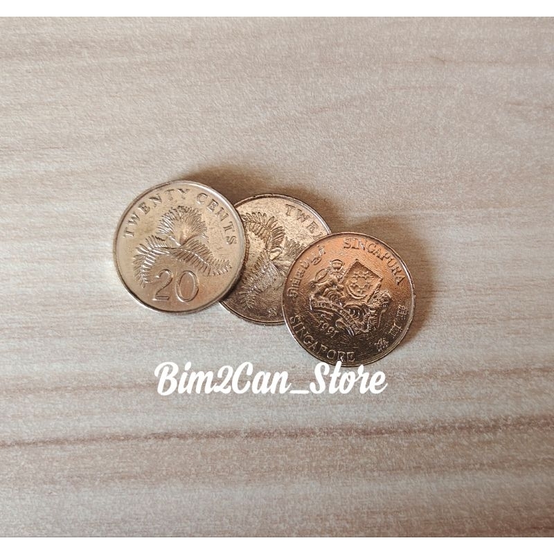 Koin Kuno Asing Singapura 20 cent