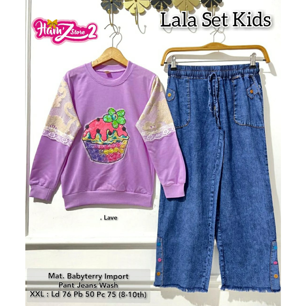 Set Lala Blouse Atasan Celana Setelan Baju Anak Dress Maxy Remaja Kids Baby Girl Busana Maxi Jeans T