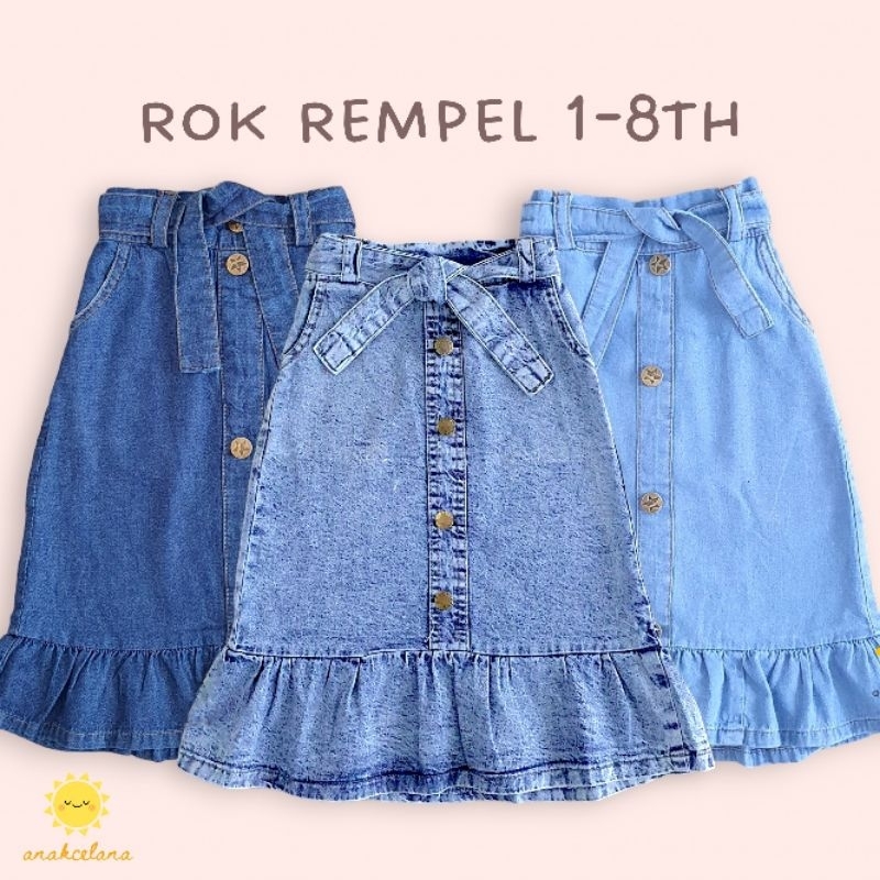 Rok Anak Perempuan Rok Jeans Panjang 1-8 Tahun