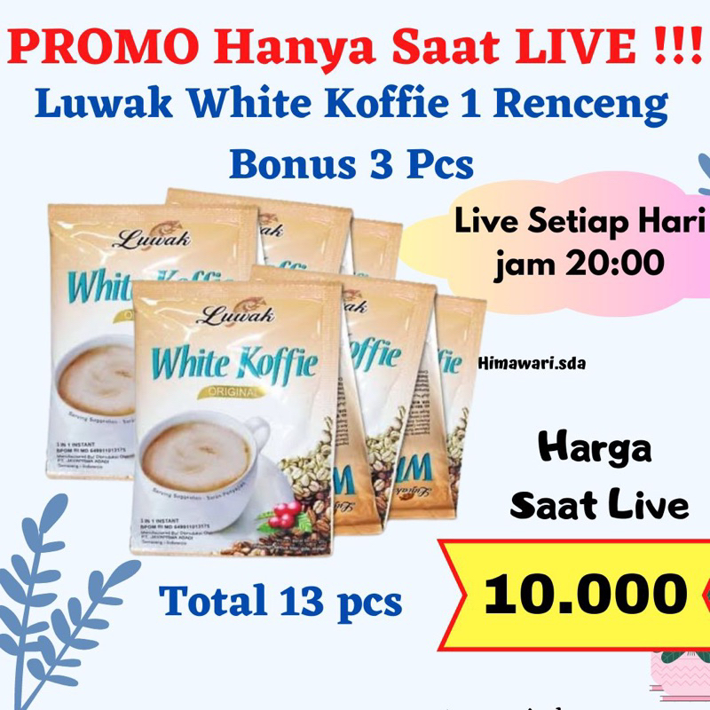 

Luwak White Koffe 1 Renceng bonus 3pcs (13pcs)