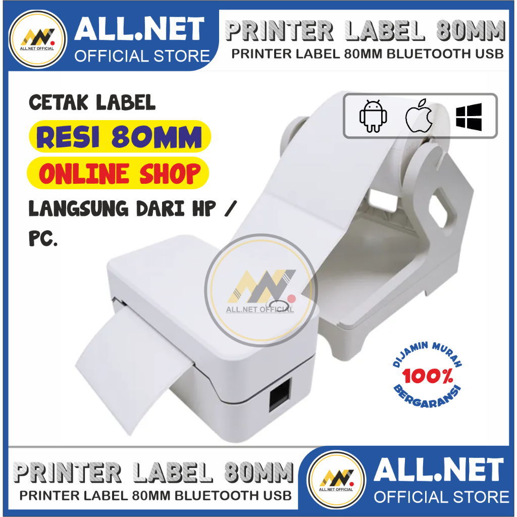 Printer Thermal RESI 80 Mm T360 DT 360 & T - 368 Usb Bluetooth Cetak Label Pengiriman Stiker Resi OL