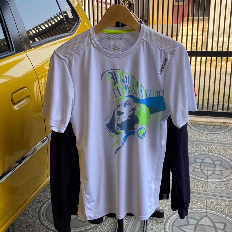 Kaos Olahraga Pria Dry Fit Reebok Original Putih Sport Like New