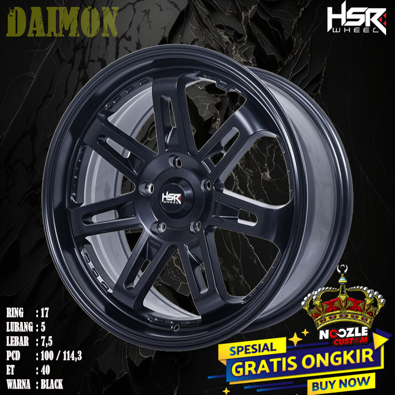 VELG MOBIL SUZUKI ERTIGA RING 17 MEREK HSR PELEK RACING LUBANG 5 BLACK