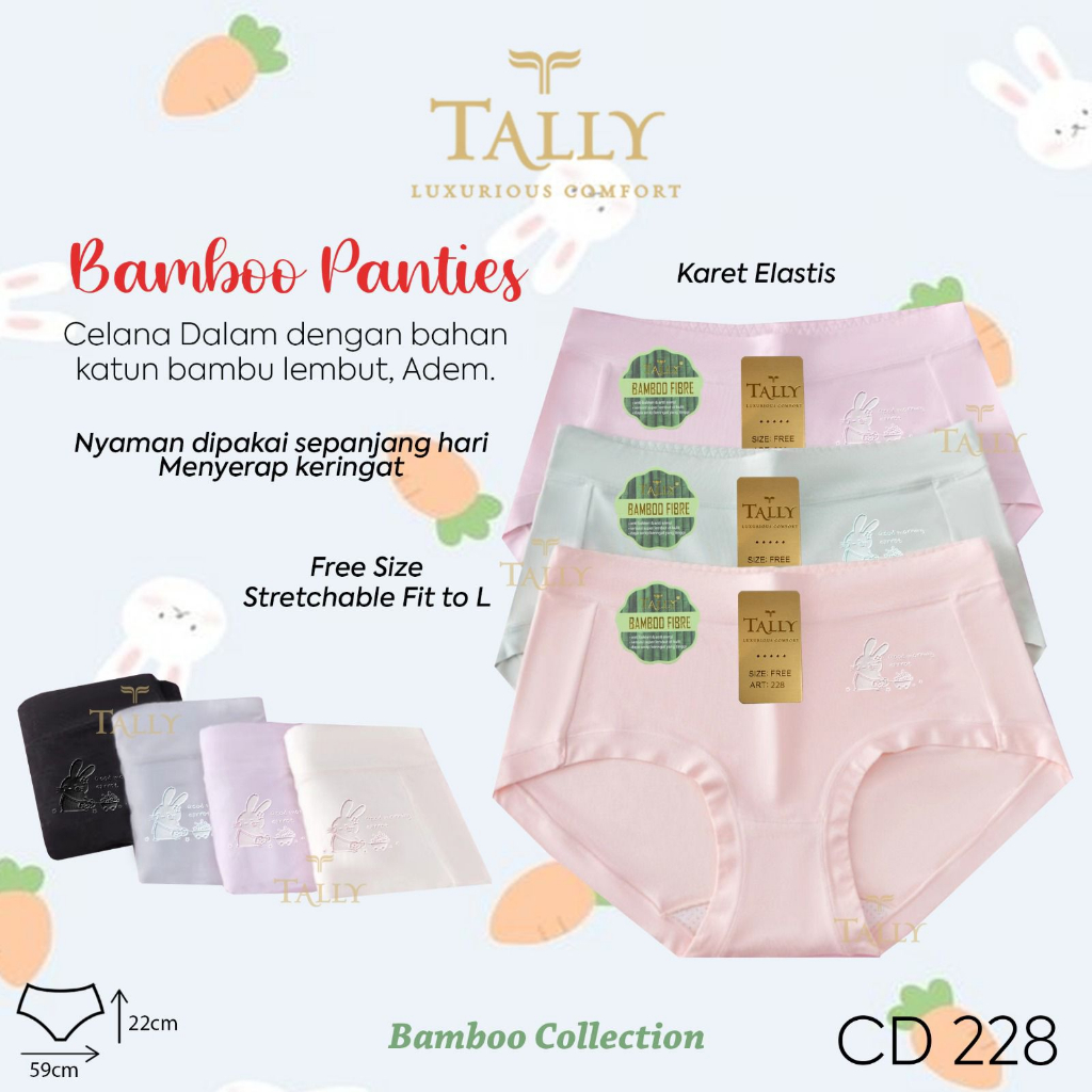 CD 228 TALLY BAMBOO RABBIT - CD TALLY 228 MOTIF RABBIT BAHAN BAMBOO - Tally 228 CD Celana Dalam ABG 