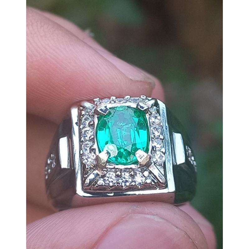 cincin batu zambrud colombia siap pakai