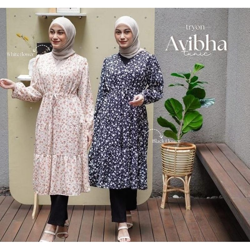 Tunik muslimah motif - Tunik wanita terbaru - Baju atasan outfit kuliah mahasiswi