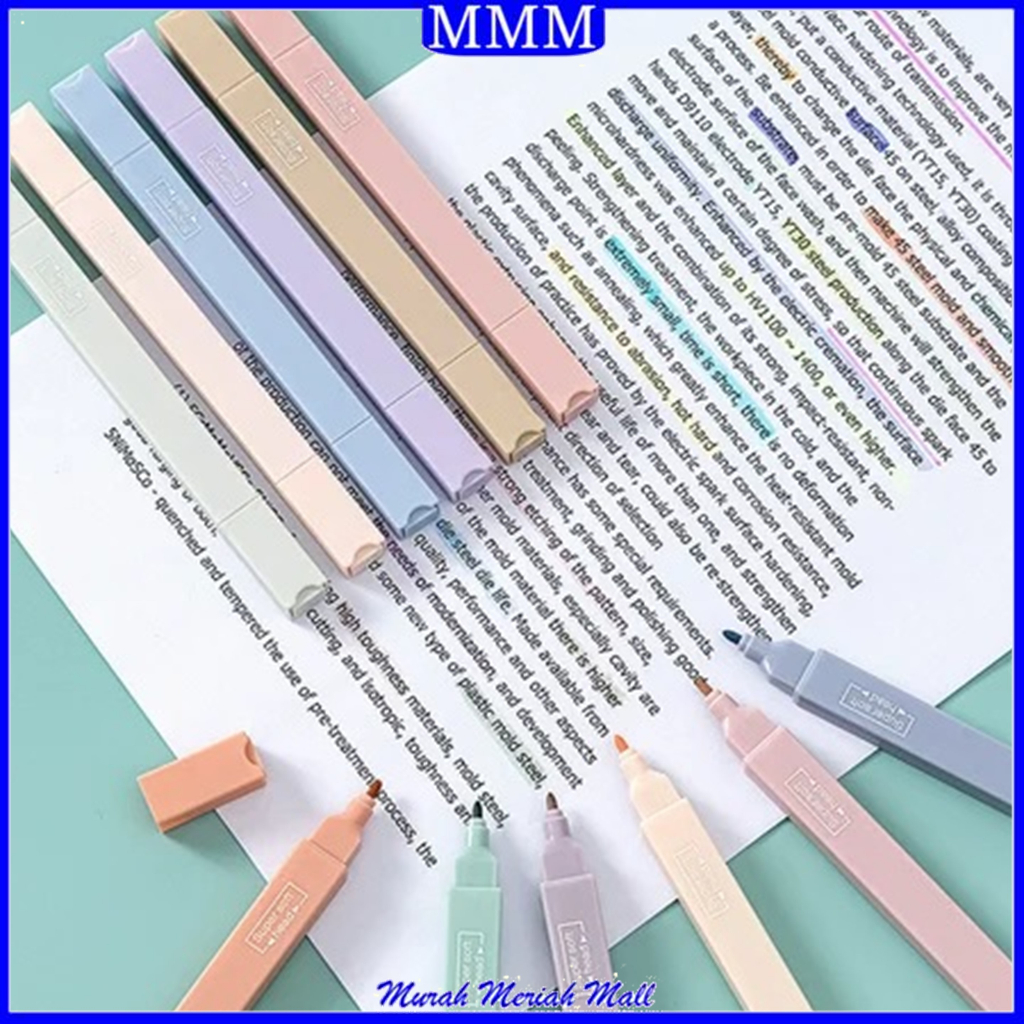 

MMM Highlighter Dua Sisi Warna pastel isi 6 Pcs Pastel Pen 2 sisi Diary Marker Stationery Lucu Unik Penanda Buku Warna Warni Pena Kepala Ganda Ujung Lembut