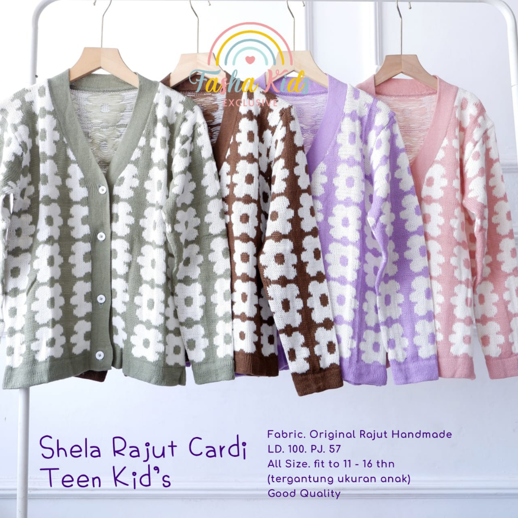 SHELA RAJUT CARDI TEEN KIDS CARDIGAN RAJUT MOTUF BUNGA BLAZER ANAK REMAJA PEREMPUAN MODEL KEKINIAN B