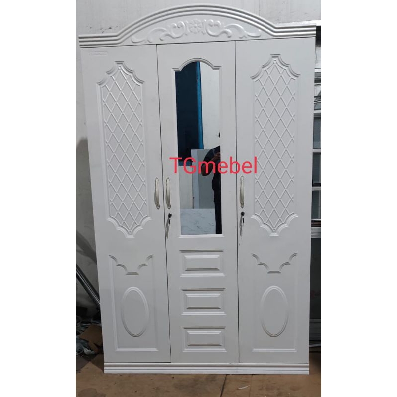 Lemari besi putih polos pintu 3