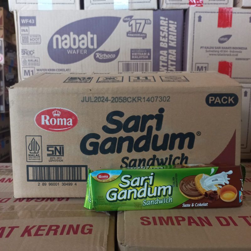 

Roma Sari gandum Sandwich 108 gram 1 dus isi 24 pcs