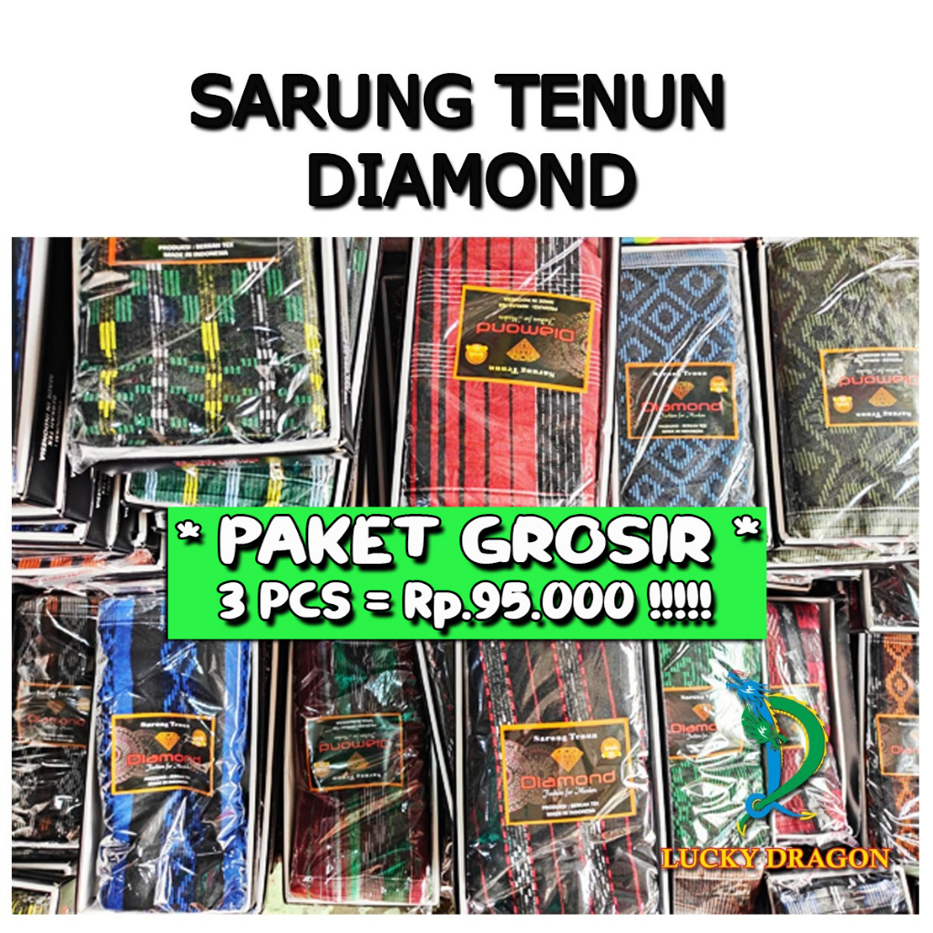 PAKET GROSIR 3 PCS RP. 95.000 / Diamond Sarung tenun Doby TEBAL motif songket / Sarung Murah berkualitas / Sarung Tenun Dobby tebal Murah Katun Poliester