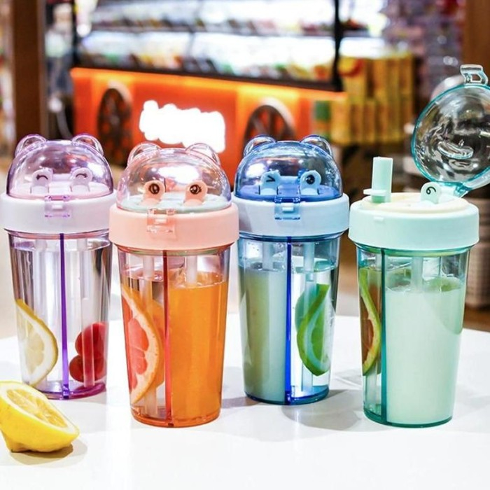 Botol 2 Sisi Kepala Beruang Free sticker 2D dan 3D