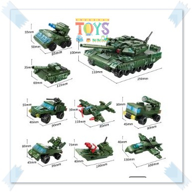Mainan Brick Qman 8in1 Tank,Pesawat,Artilery,Radar,Truk,Speedy Patrol Ship,Blaze Bomber,Ravager Pick