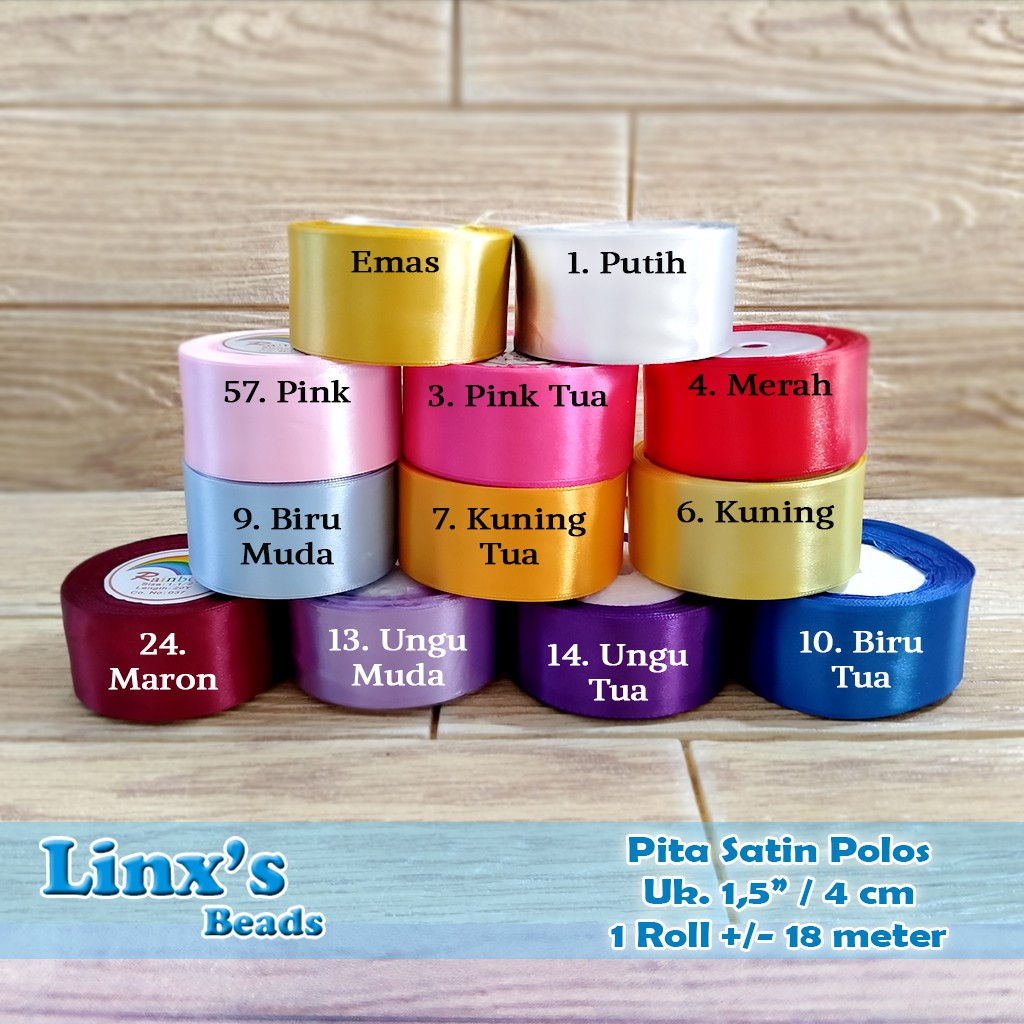 

[1 meter] Pita Satin Polos 4 cm & 5 cm