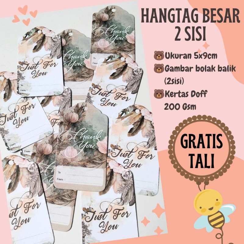 

[isi 5pcs] HANGTAG BESAR THANK YOU GRATIS TALI/ HANGTAG BESAR JUST FOR YOU/ LABEL GANTUNG THANK YOU KERTAS DOFF FREE TALI