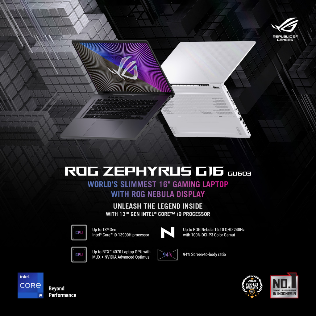 Asus Rog Zephyrus G16 GU603VI-I947C6G-O | i9-13900H/16G/1TB/RTX4070-8G