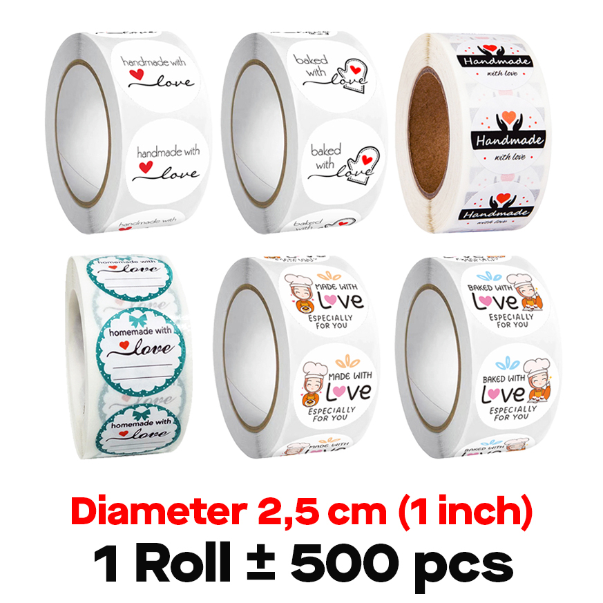 

Label Sticker Handmade Baked with Love Diameter 2,5 cm (500 pcs/ Roll)